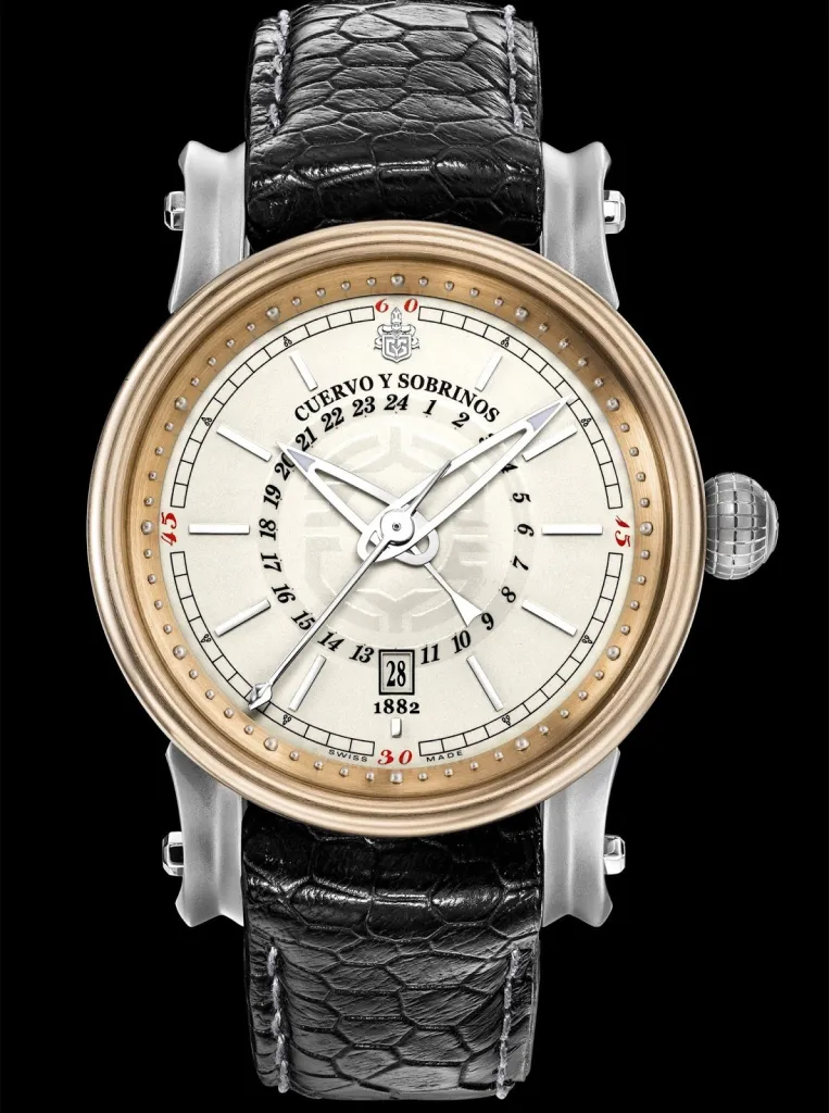 CUERVO Y SOBRINOS WATCH TORPEDO PIRATA GMT BRONZE 45MM