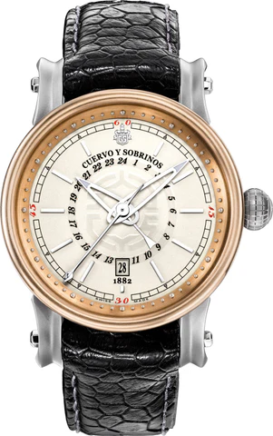 CUERVO Y SOBRINOS WATCH TORPEDO PIRATA GMT BRONZE 45MM
